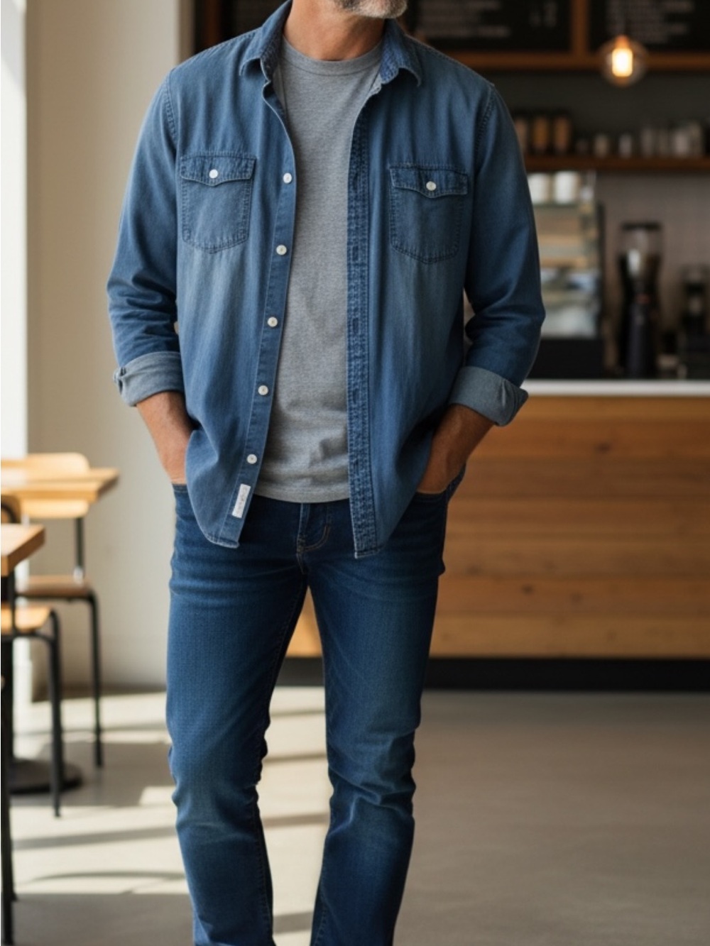 Mossimo Supply Co. light blue shirt with white label